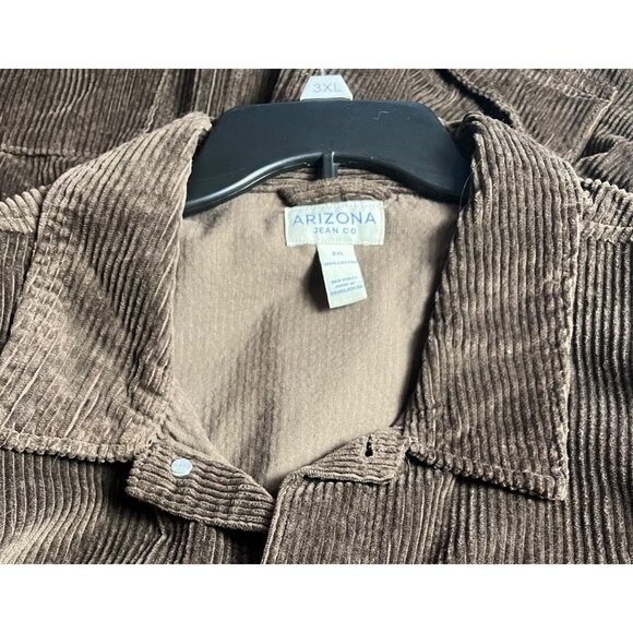 Arizona Jean Co Mens Brown Corduroy Long Sleeve Button Up Shirt Shacket 3XL - Picture 6 of 13